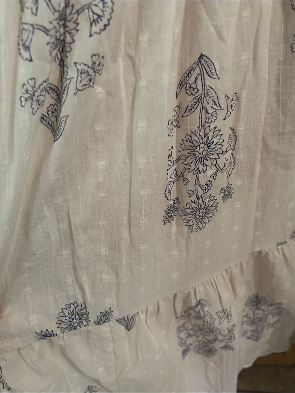 Lucky Brand Cream Maxi Dress with Gray Floral Embroidery - Picture 5 of 7